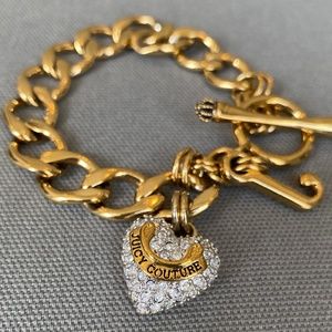 💛 JUICY COUTURE Signature Chain Bracelet Heart Pave Charm